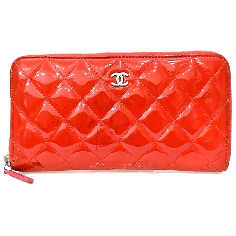 Chanel Brilliant Matelassé Round Zip Wallet, Patent Leather